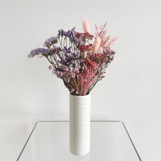 white flower vases
