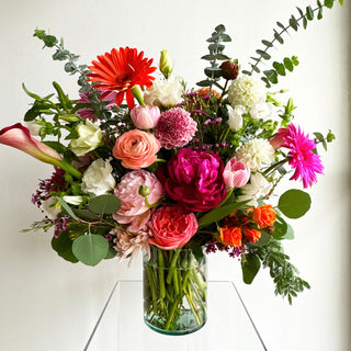 luxe seasonal fresh flower arrangement subscription in vase