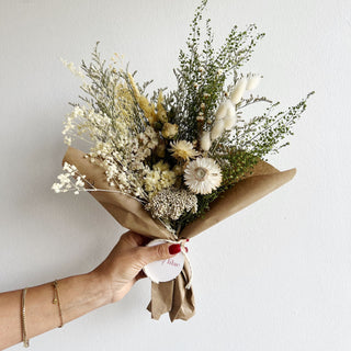 neutral petit dried flower bouquet wrap