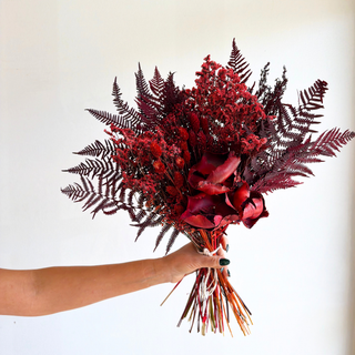 Garnet & Fern dried flower bouquet in garnet red and fern green, Winter '26 Edit by House of Lilac