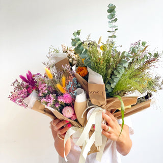 pink petit dried flower bouquet wrap - houseoflilac