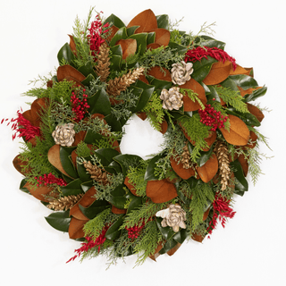 fresh magnolia holiday wreath (preorder for week of november 17) - houseoflilac