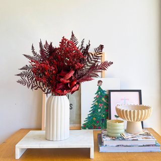 Garnet & Fern dried flower arrangement in a ribbed ceramic vase, Winter '26 Edit by House of Lilac