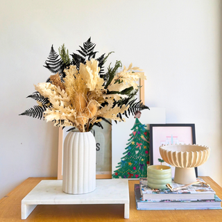 Ivory & Cedar dried flower arrangement in a ribbed ceramic vase, Winter '26 Edit by House of Lilac