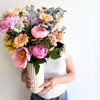 mother's day triple luxe flower bouquet in vase - houseoflilac