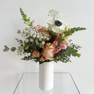 white flower vases
