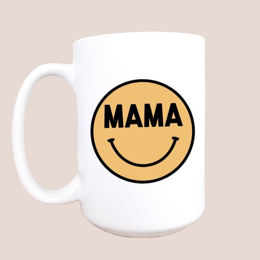 15oz Happy face mama ceramic coffee mug - houseoflilac