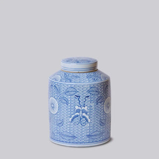 Deco Peony Blue and White Porcelain Canister - houseoflilac