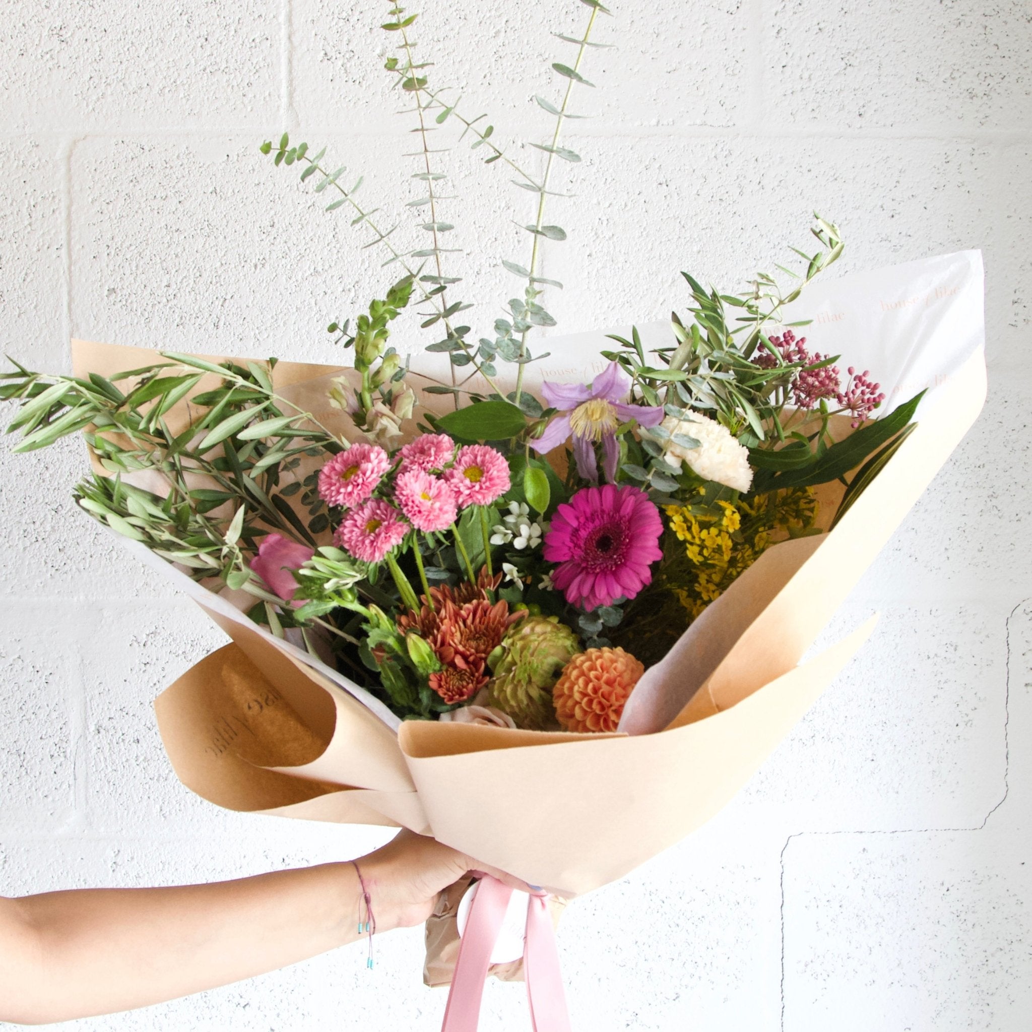 double fresh flower bouquet wrap