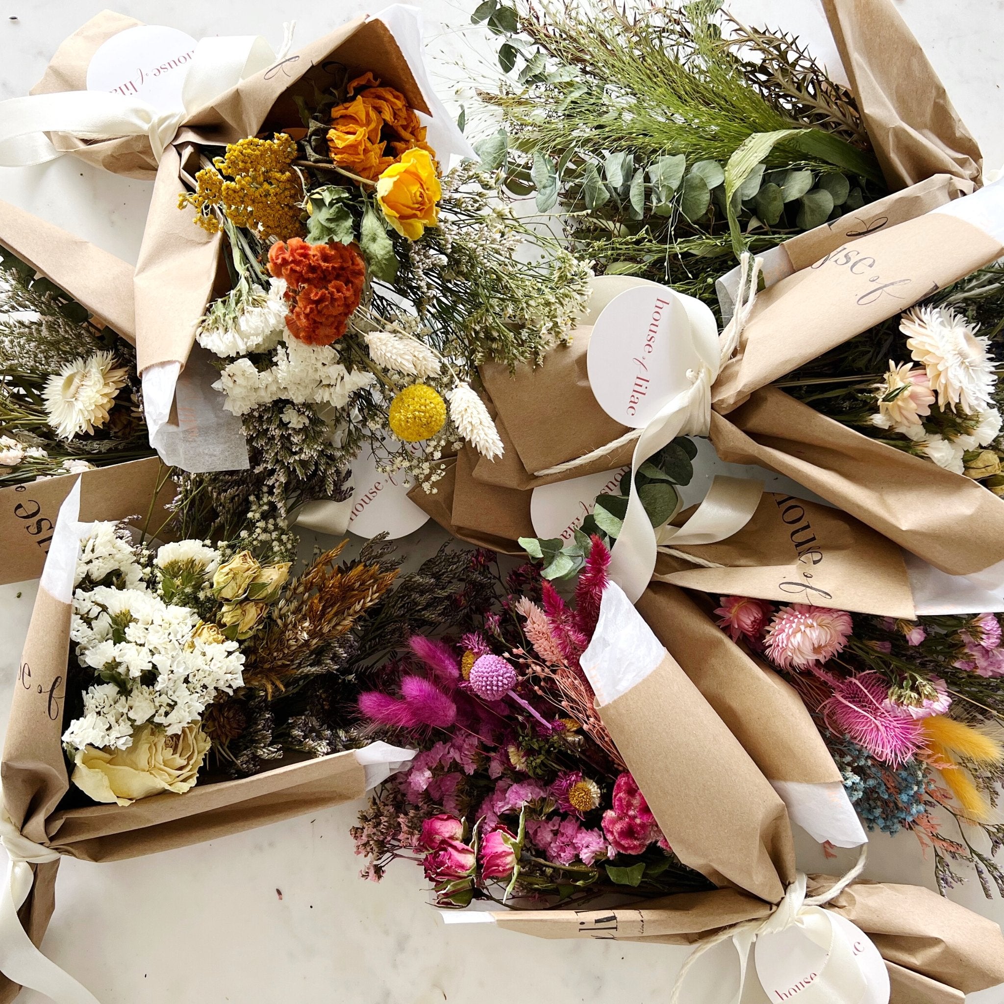 Dried Flower Wrap Bouquet – Petals to the Metal Floral