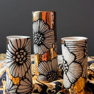 Handmade Ceramic Floral Cylinder Vase - houseoflilac