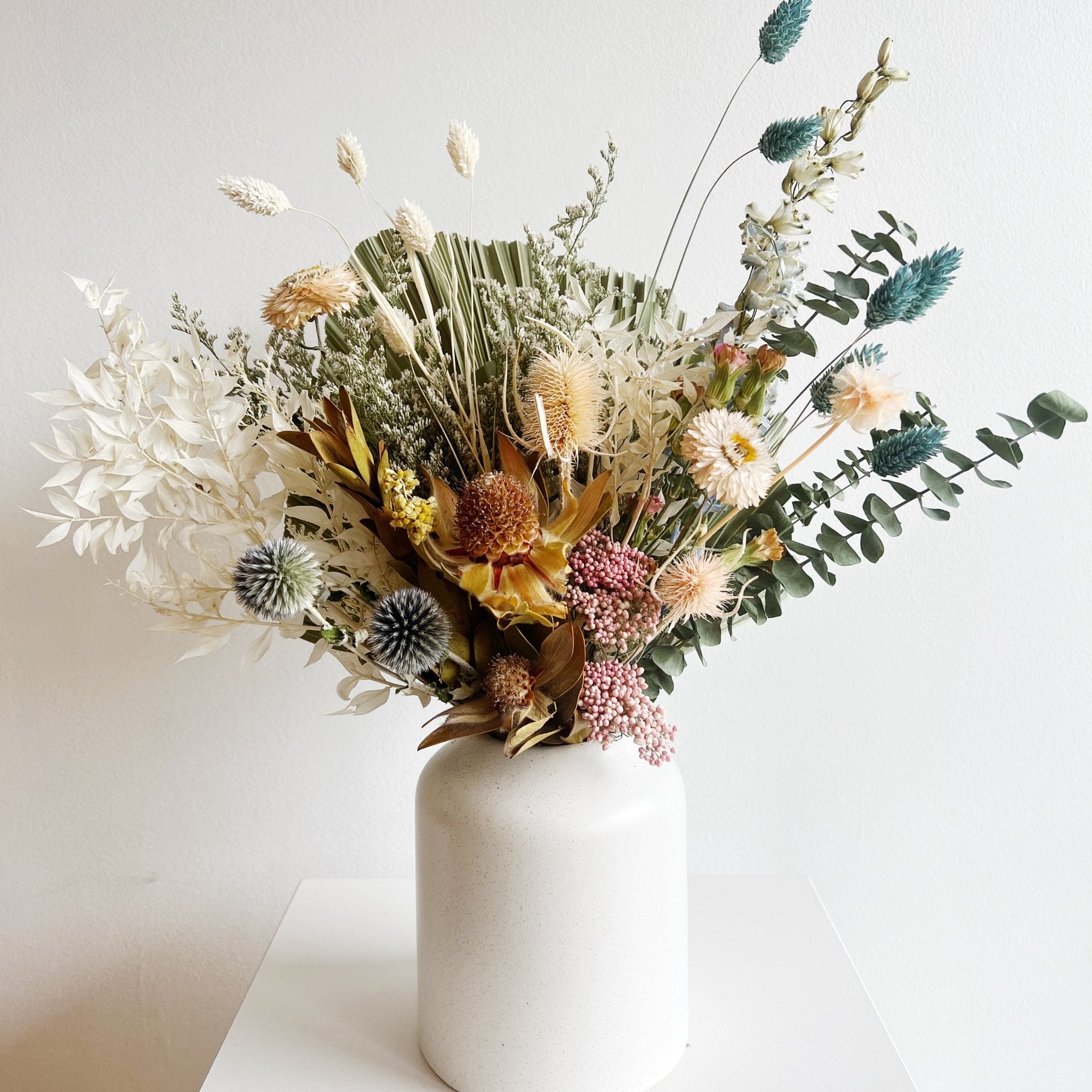 large dried flower arrangement