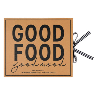 Good Food Good Mood Cheese Board and Knives Set - houseoflilac